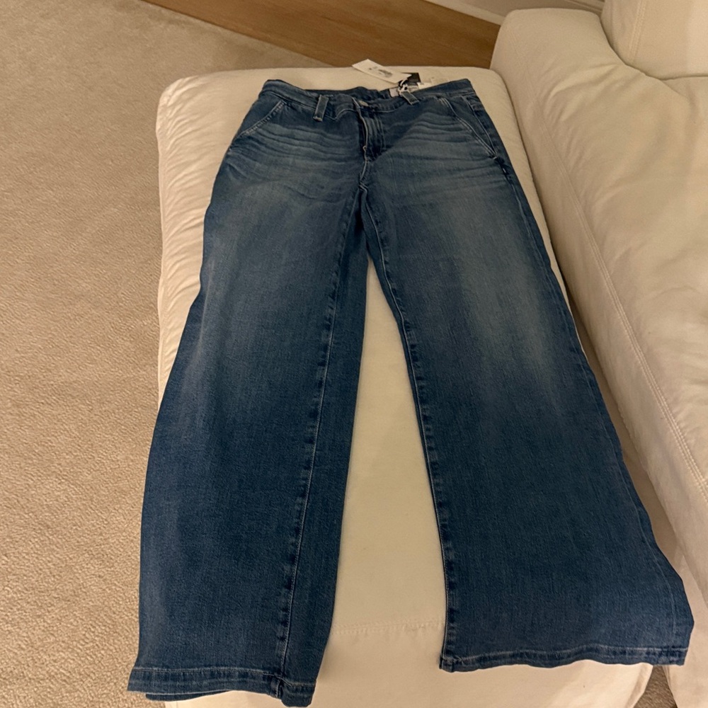 Ag Stella Low Slung Palazzo Jeans in Nautical Mile
